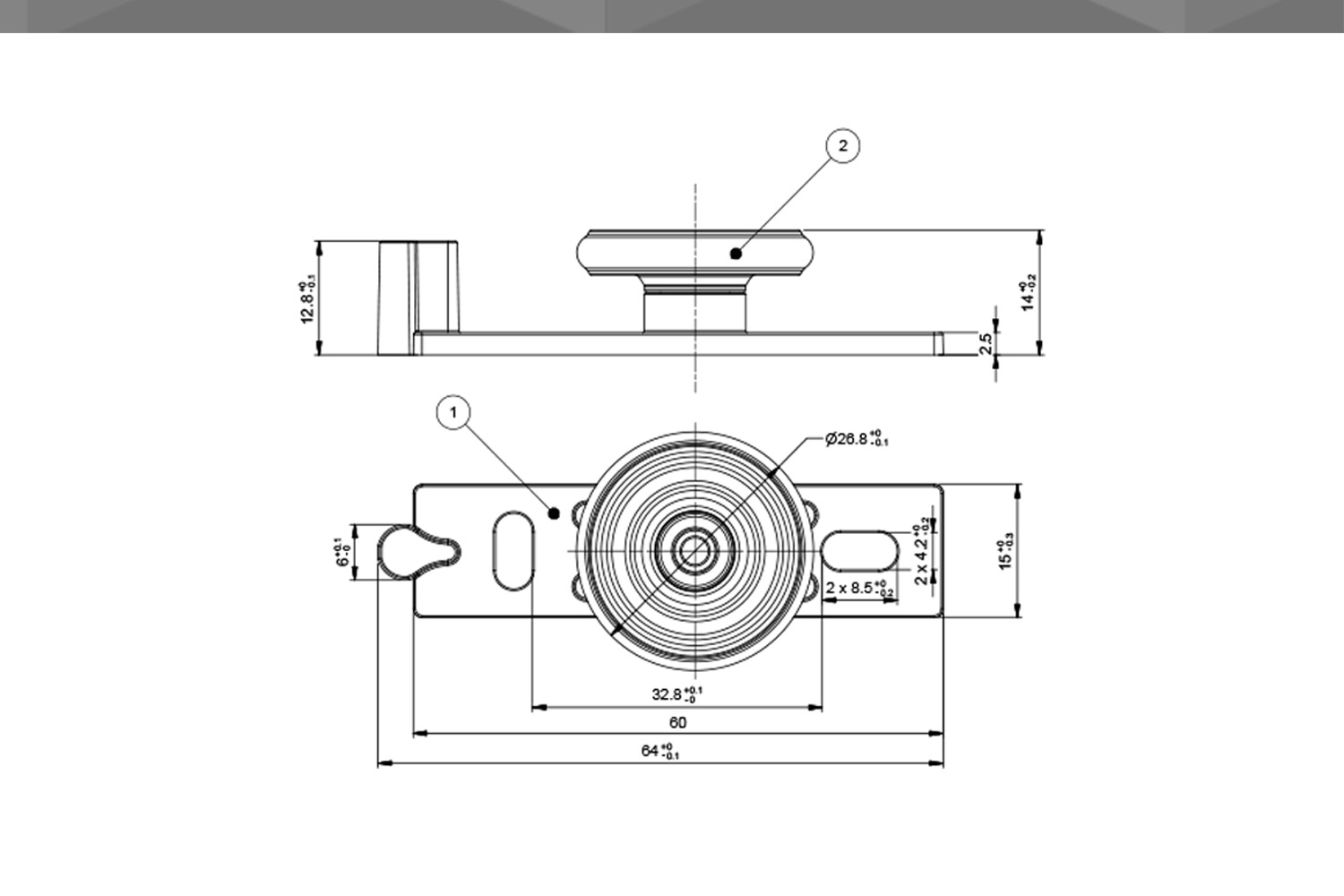 Desenho Técnico Guia RM reta 1 rod. 26,8 mm pom encaixe sem pino
