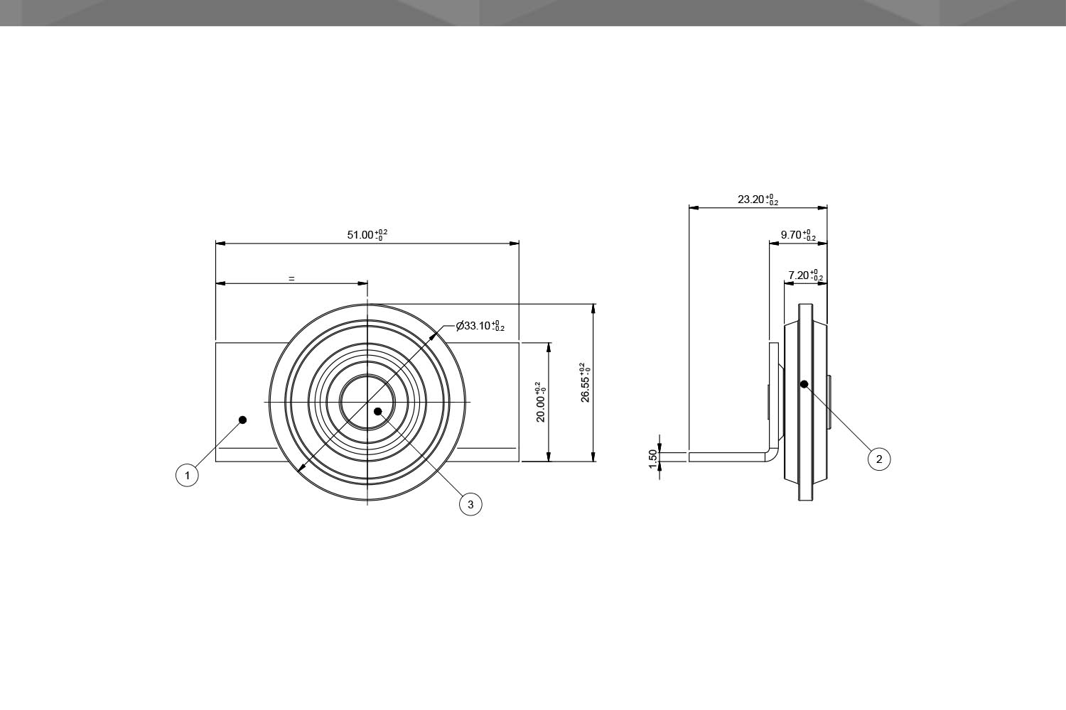 Desenho Técnico Roldana RM Cantoneira 33,5 | sem-rolamento | chapa 15mm