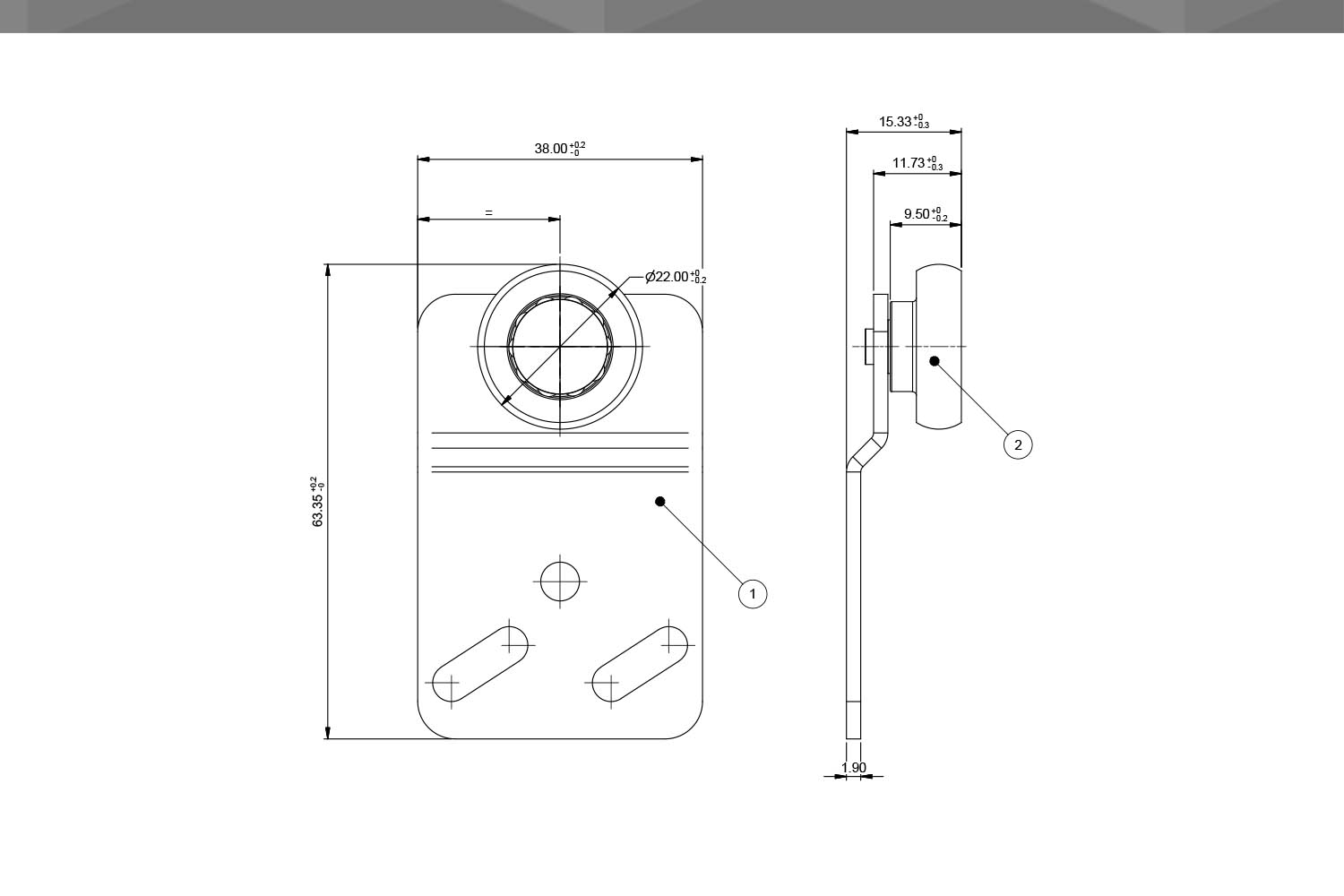 Desenho Técnico Roldana RM CM 61 22mm | nylon rolamento chapa curva