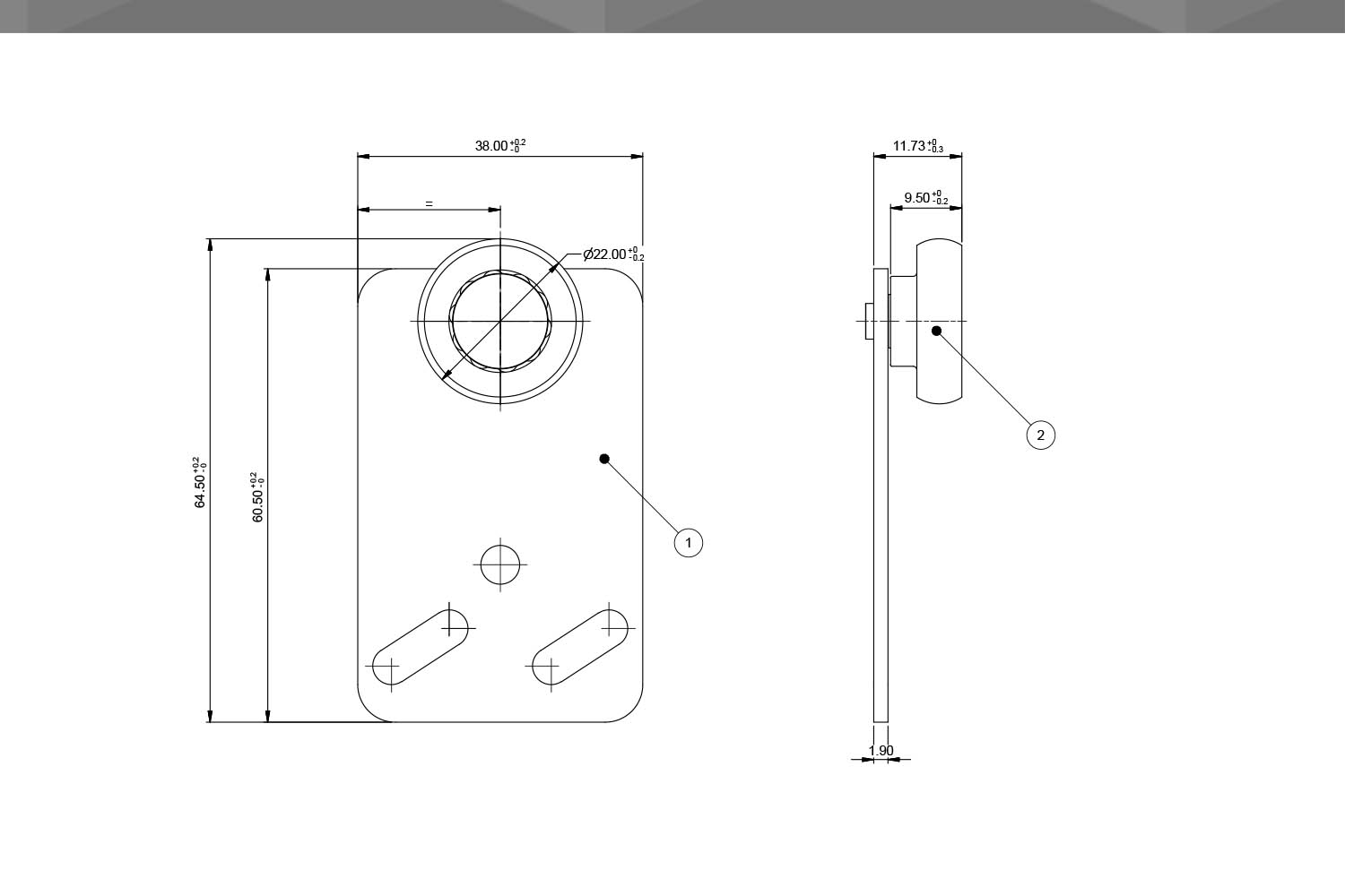 Desenho Técnico Roldana RM CM 61 22mm |nylon sem rolamento chapa reta