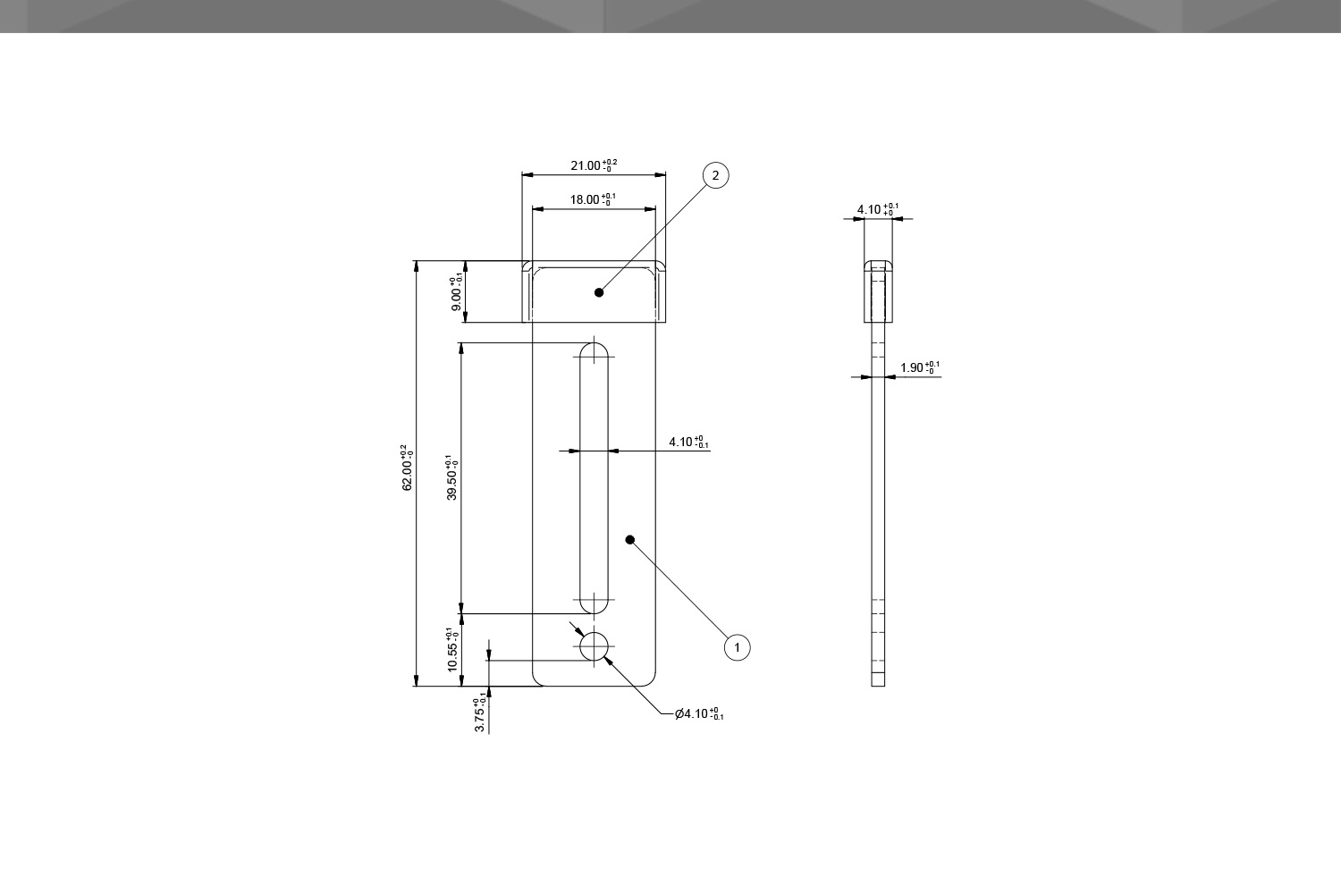 Desenho Técnico Guia RM Reta Chapa Aço Capa 4,1 -  1,9 mm