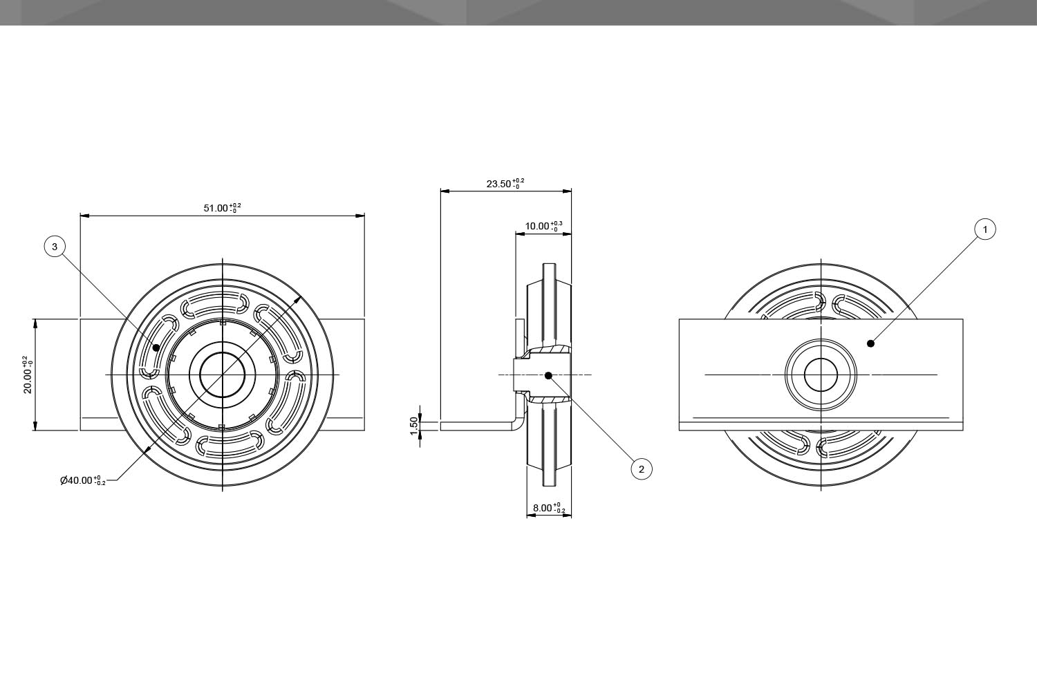 Desenho Técnico Roldana RM Cantoneira 40mm | CM 17