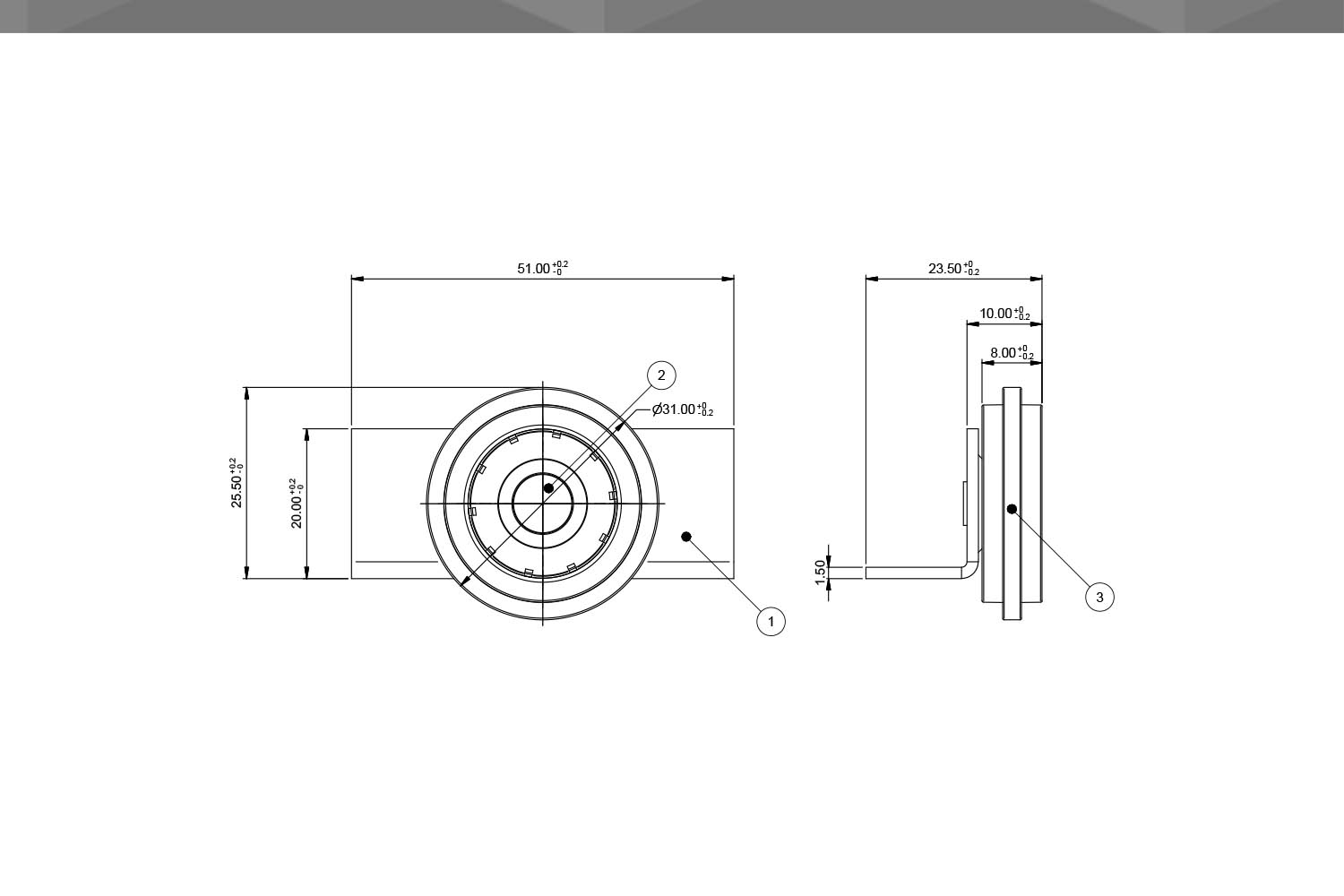 Desenho Técnico Roldana RM Cantoneira 31mm com rolamento | CM 17