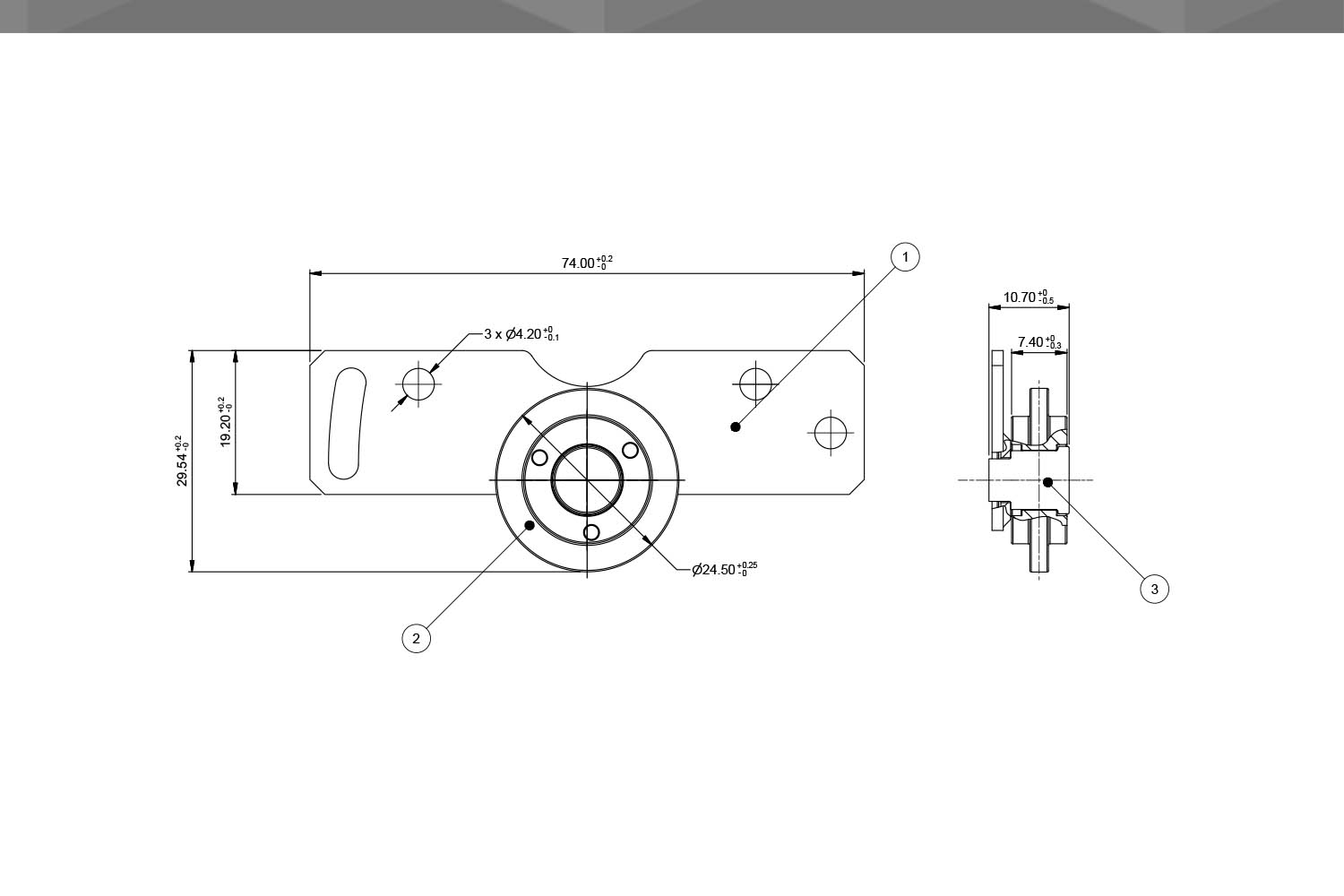 Desenho Técnico Roldana RM 1/2 chapa repuxada 24,5mm | cm 129