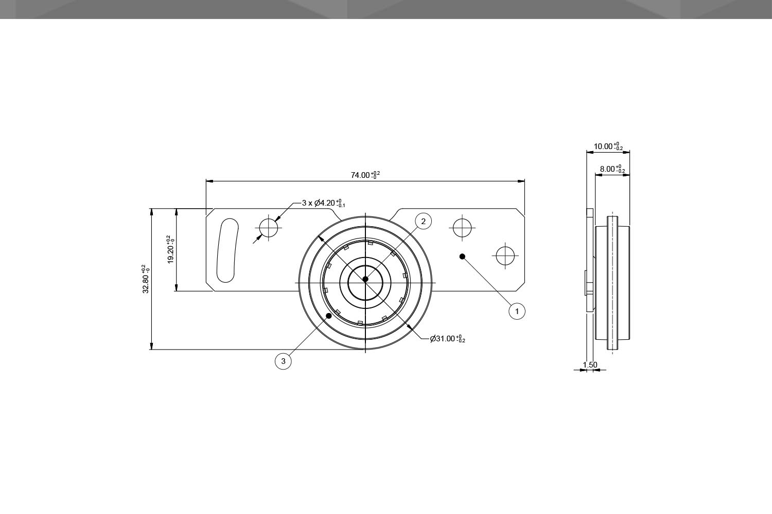 Desenho Técnico Roldana RM 1/2 chapa repuxada 31mm |com rolamento sem afastamento | CM 129