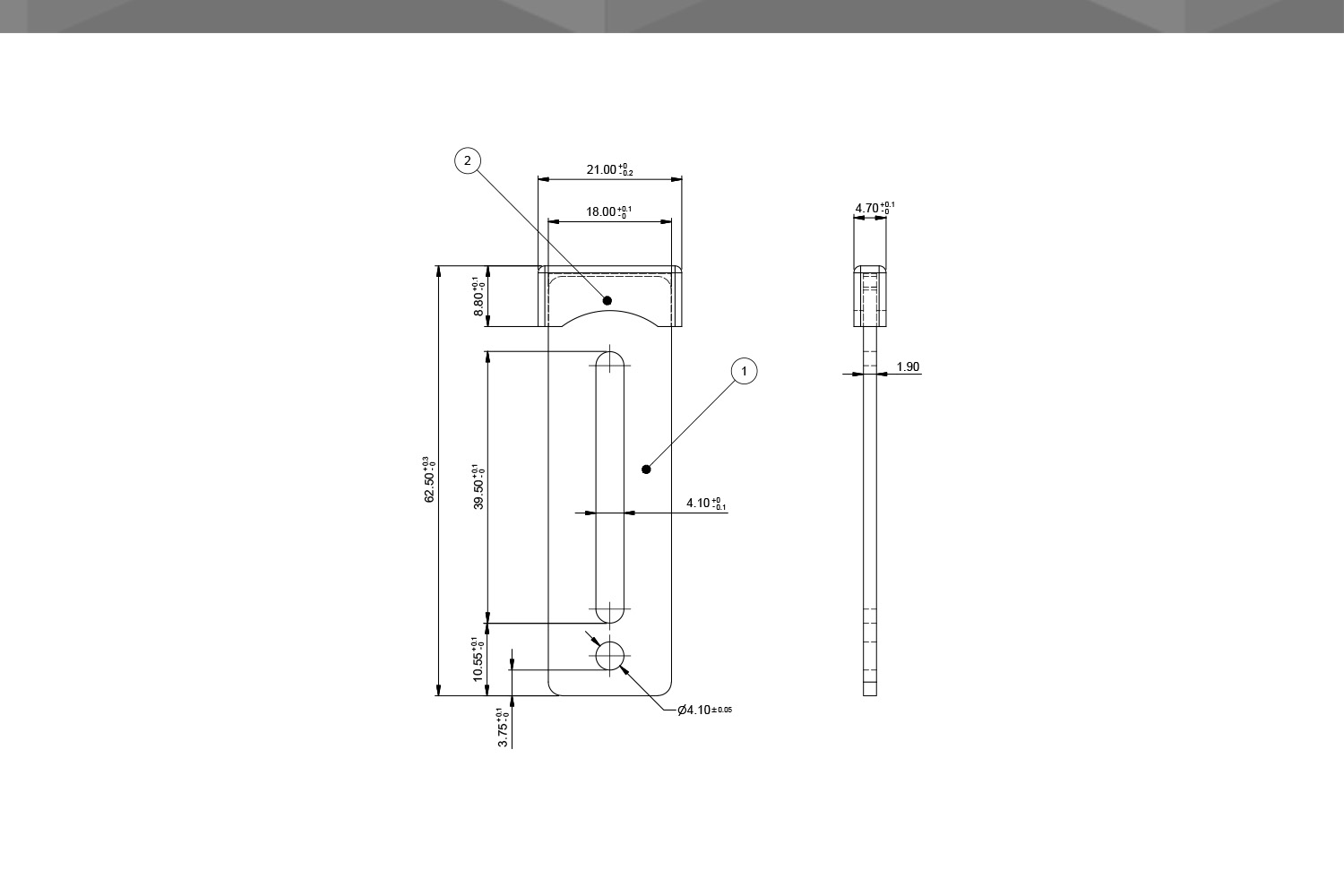 Desenho Técnico Guia RM Reta Chapa Aço Capa 5,1 mm - 1,9 mm