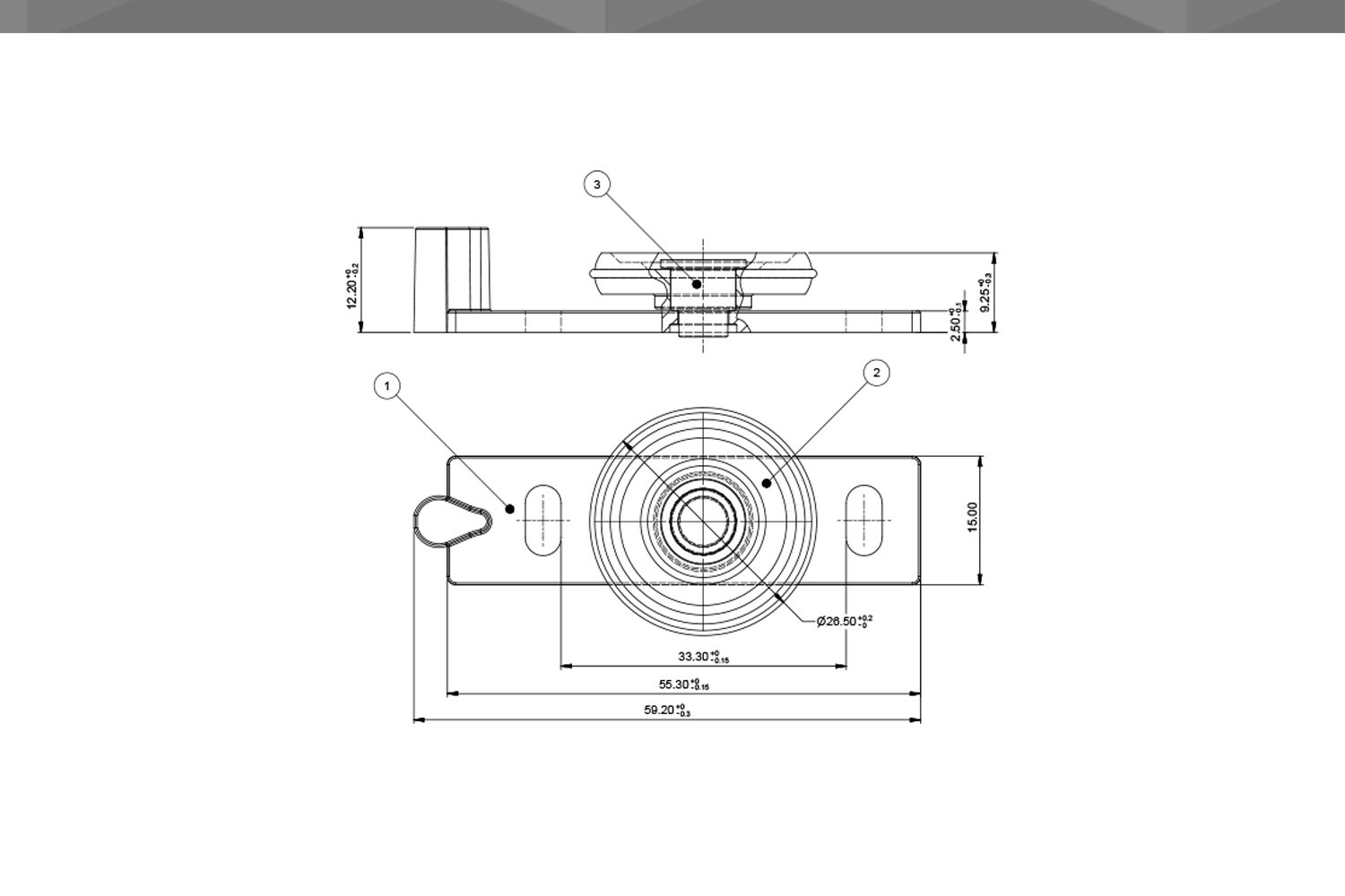 Desenho Técnico Guia RM Reta 1 Rodízio Ø26,8 mm  TPO AF.2
