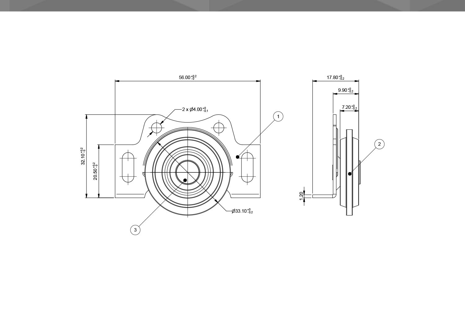 Desenho Técnico Roldana RM Cantoneira 33,5mm | pom sem rolamento sem afastamento