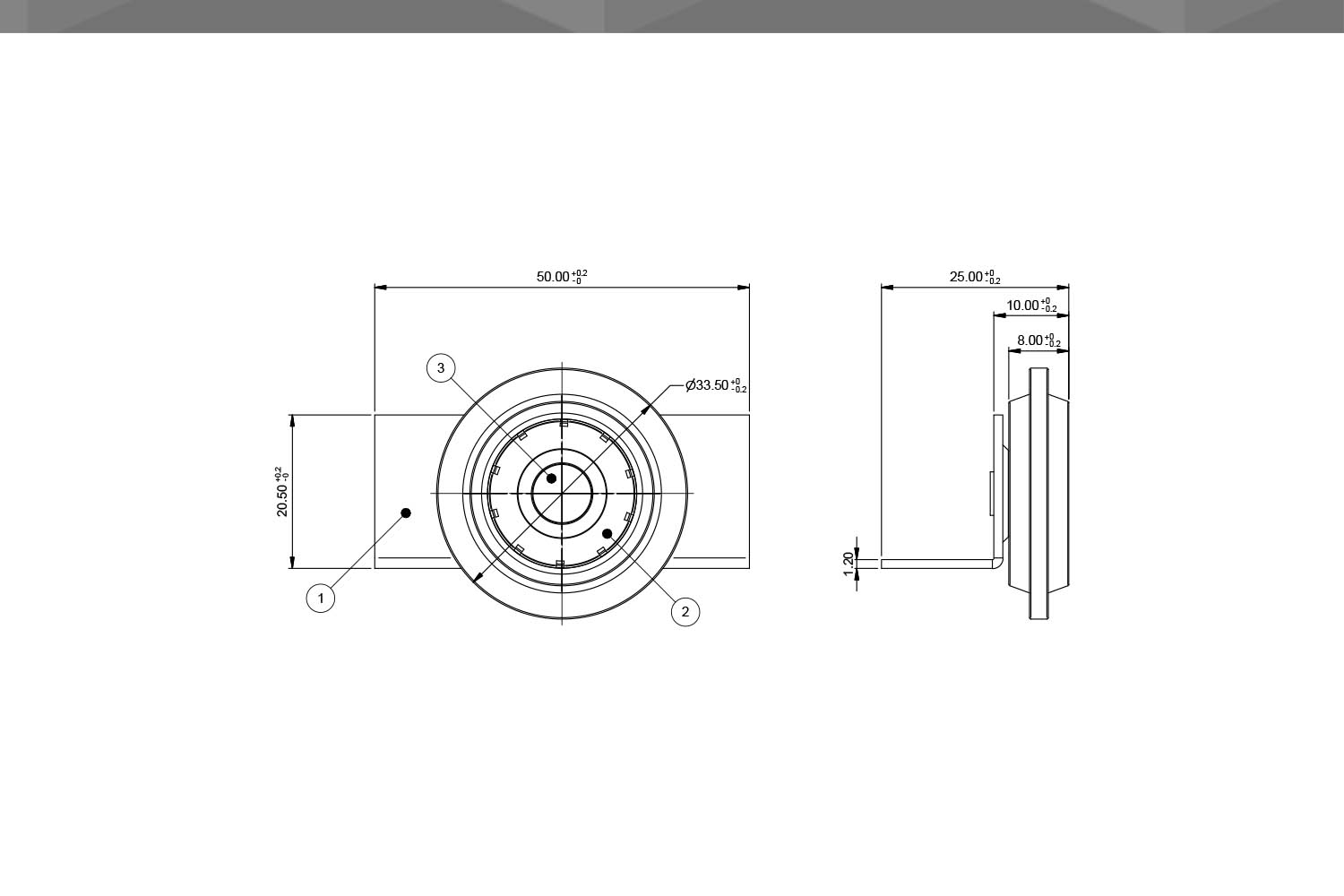 Desenho Técnico Roldana RM cantoneira 33,5mm | nylon com rolamento | chapa 12mm
