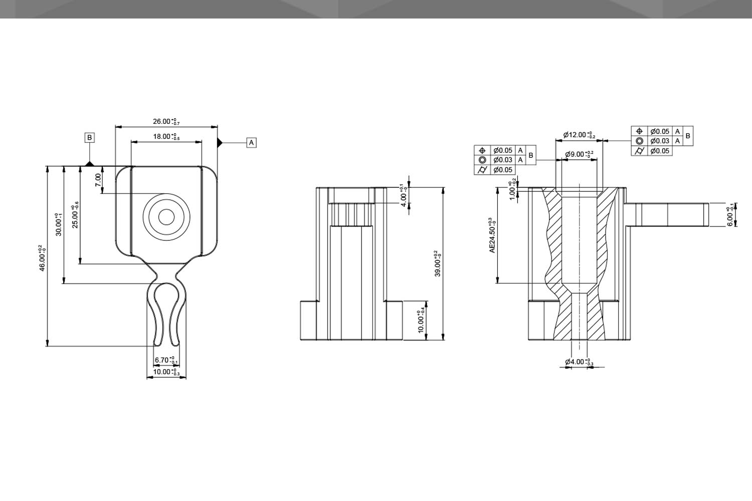 Desenho Técnico Freio POM Natural 26mm X 27mm | CM 250