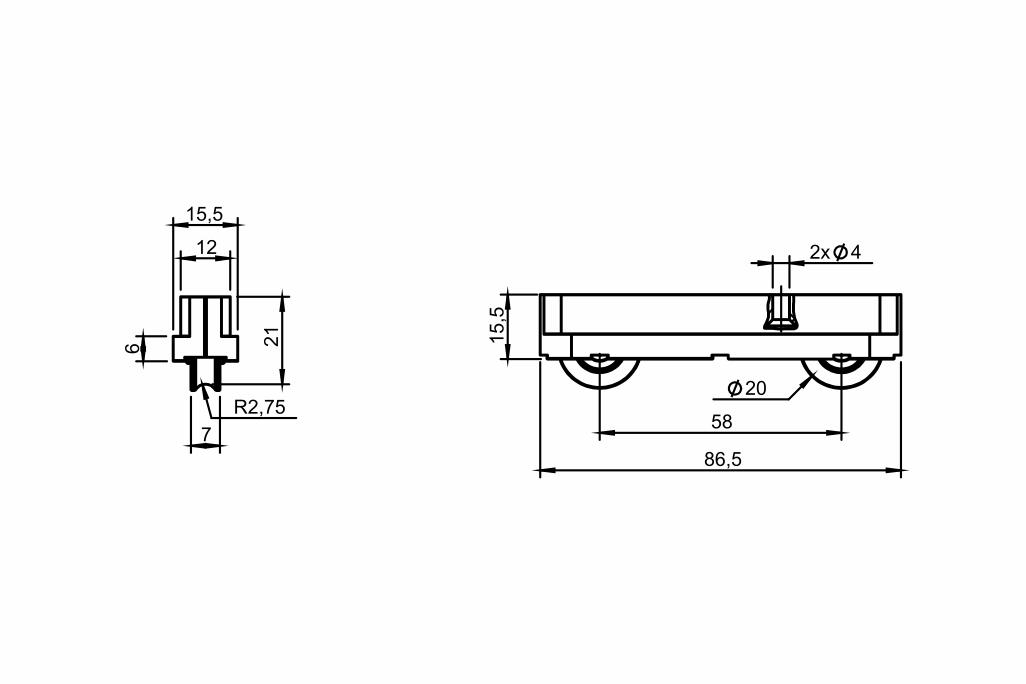Desenho técnico roldana PVC 03